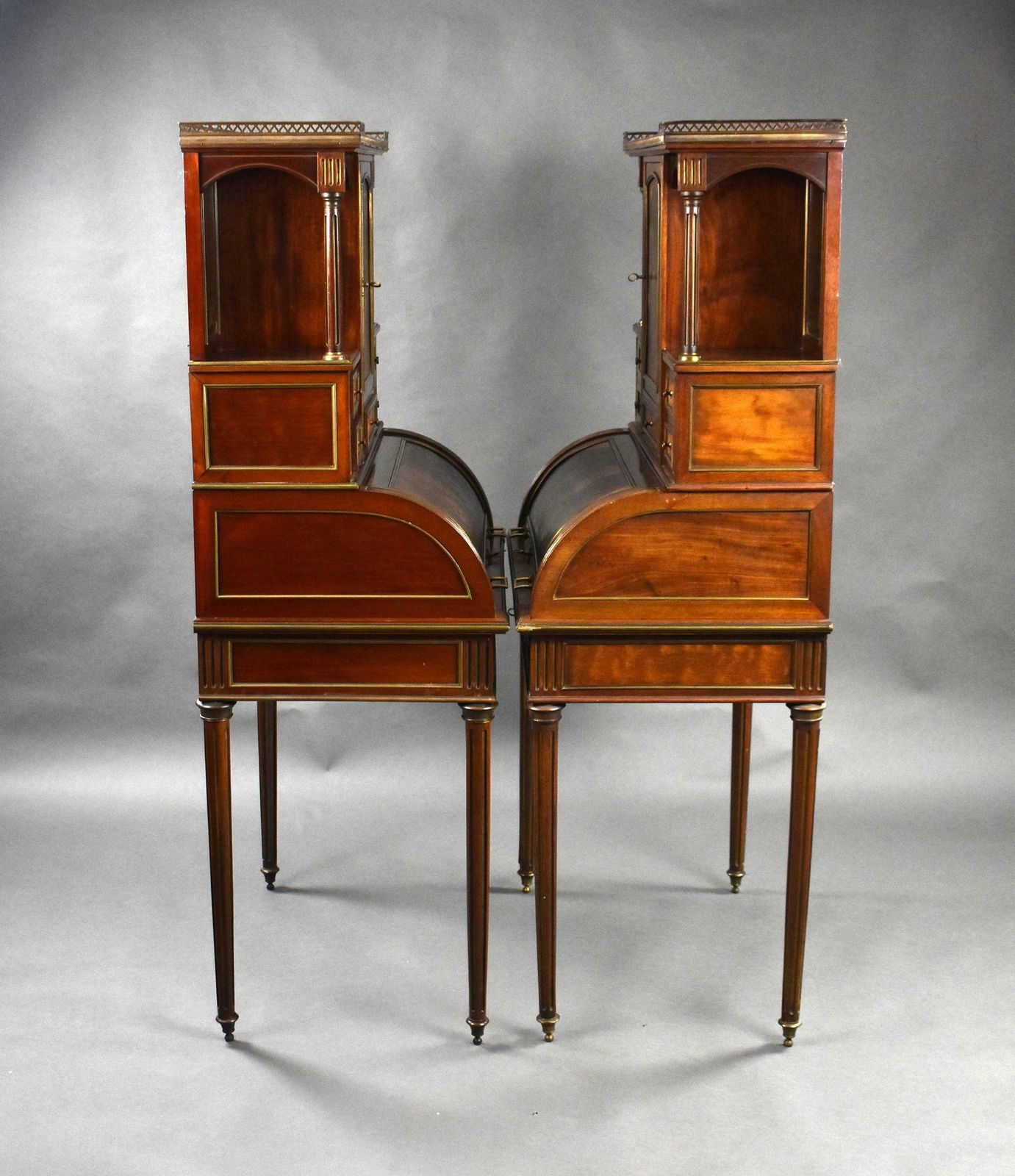 Pair Of 19th Century French Vernis Martin Cylinder Top Desks photo vintage