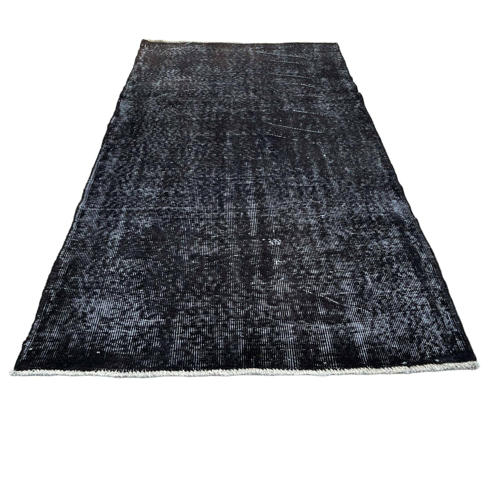 Distressed Turkish Rug 200 X 100 Cm Wool Vintage Rug, Over Dyed Grey
