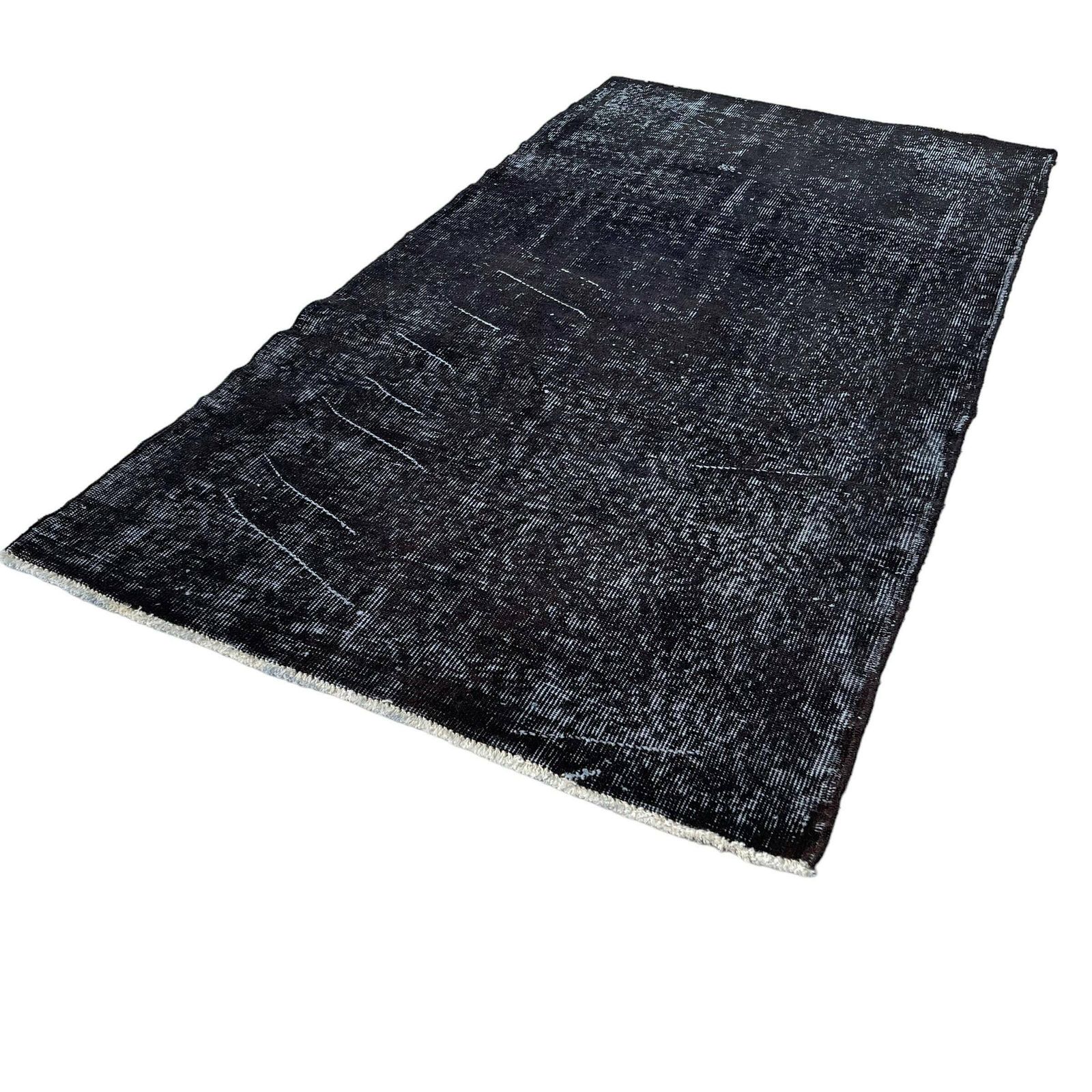 Distressed Turkish Rug 200 X 100 Cm Wool Vintage Rug, Over Dyed Grey photo furniture