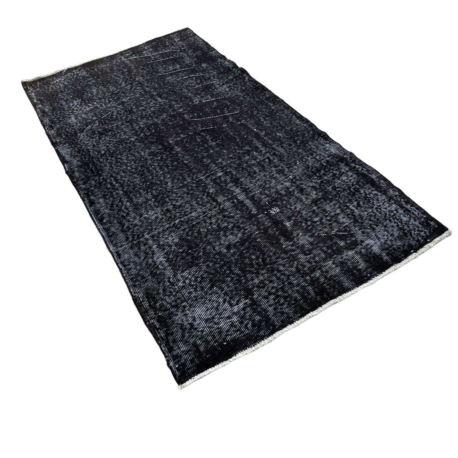 Distressed Turkish Rug 200 X 100 Cm Wool Vintage Rug, Over Dyed Grey photo vinterior