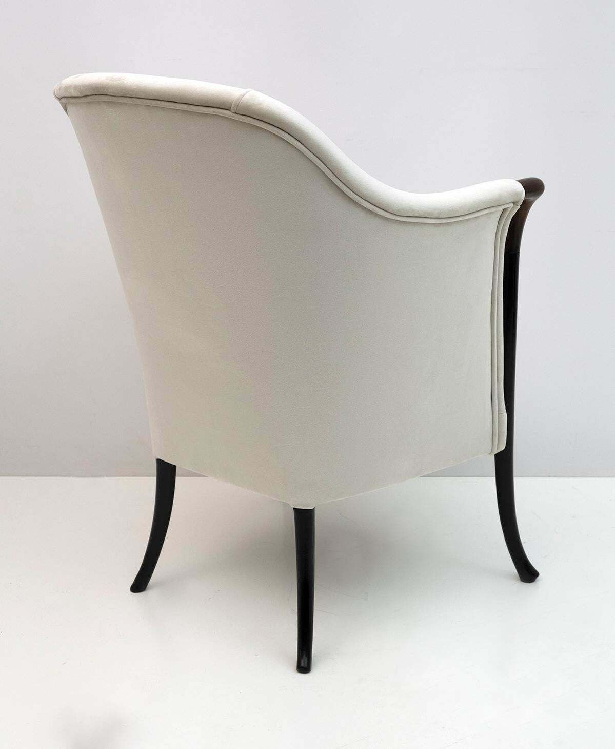 photo for sale Pair Of Giorgetti Italian Velvet Armchairs "Progetti", 1980s