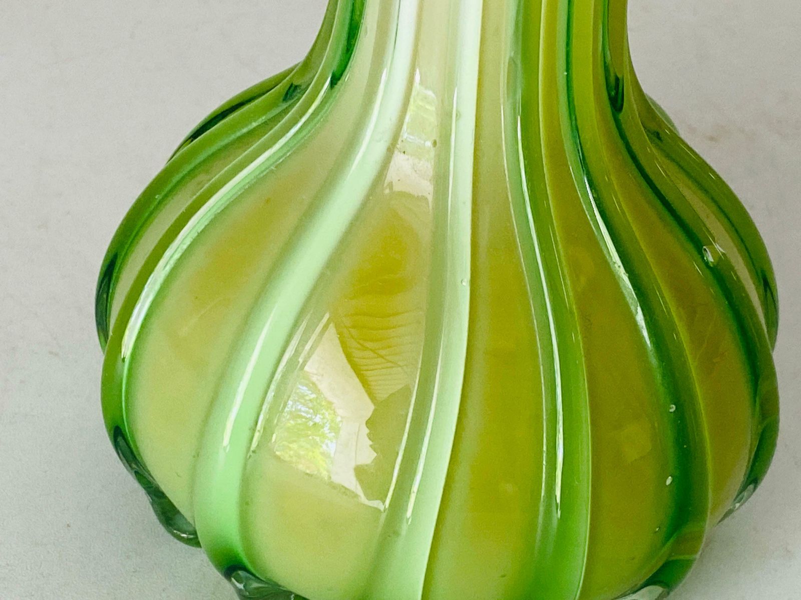 photo furniture Venitian Vase 1970 Venini Green And Yellow Colour Venini Style Italy