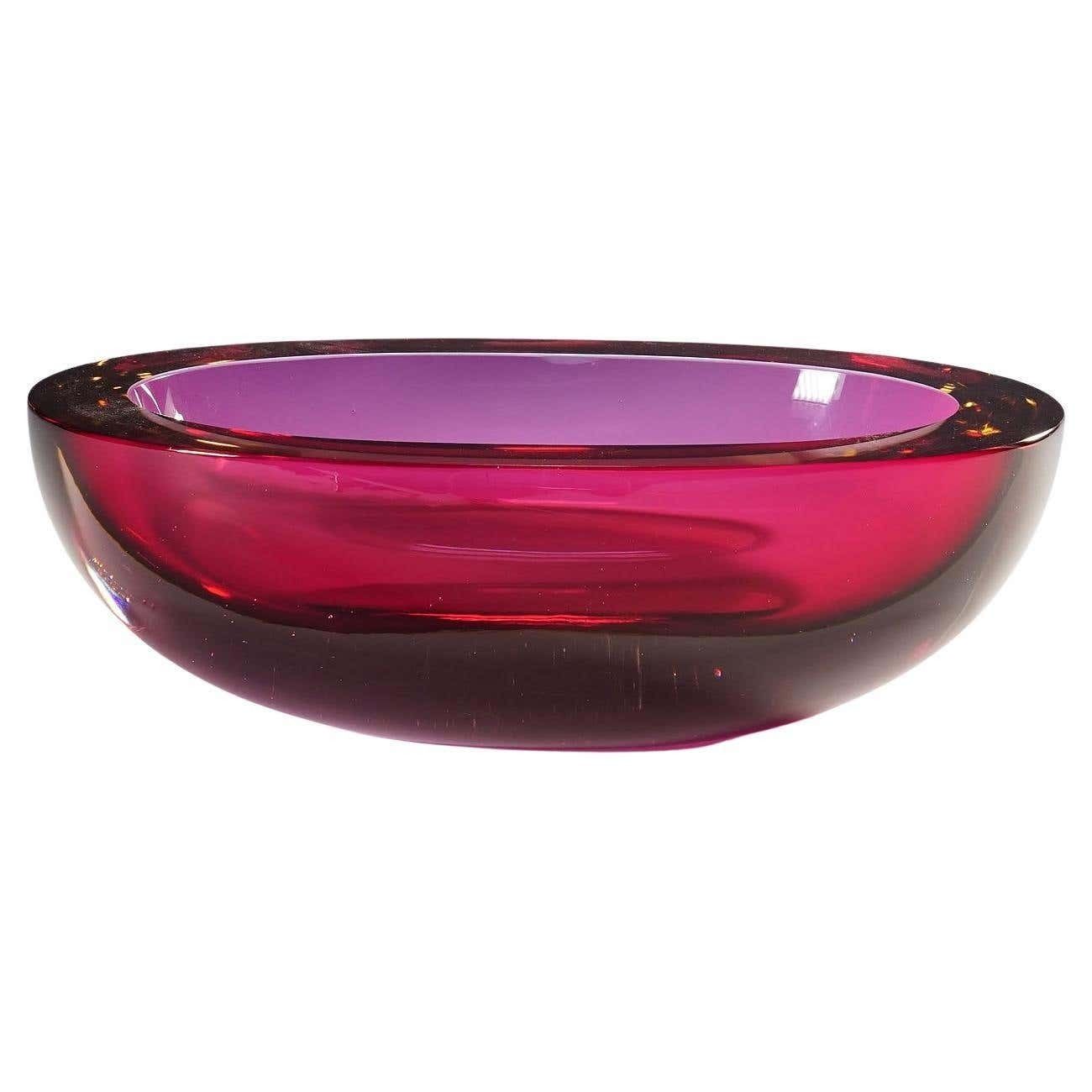 Large Seguso Vetri D'arte Murano Sommerso Glass Bowl 1960s