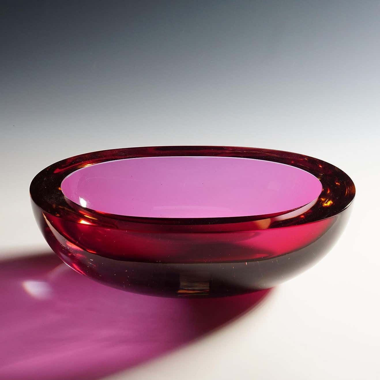 Large Seguso Vetri D'arte Murano Sommerso Glass Bowl 1960s photo for sale