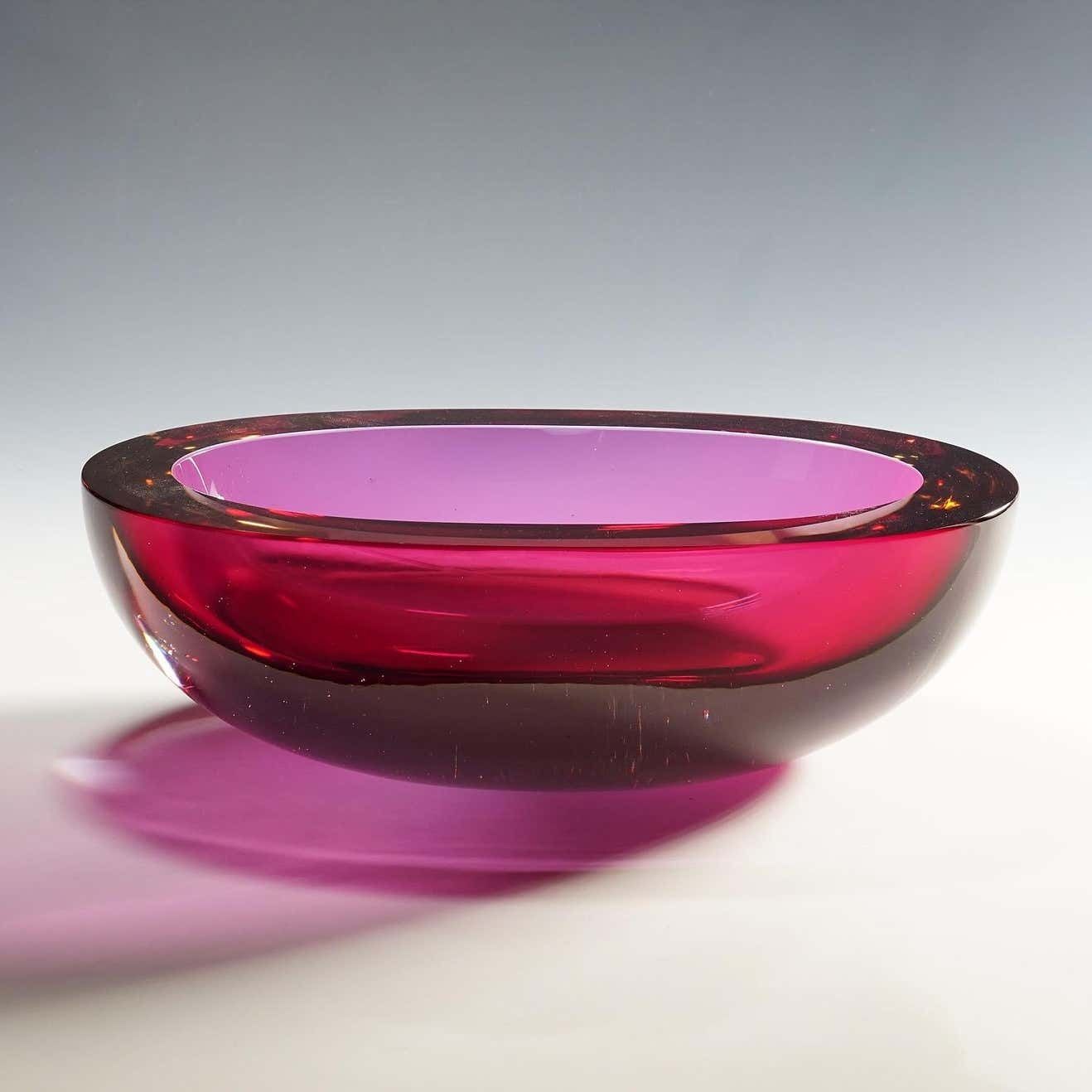 Large Seguso Vetri D'arte Murano Sommerso Glass Bowl 1960s photo Home Decor