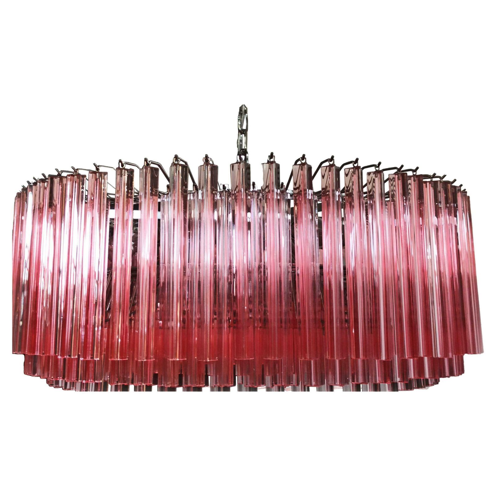 Huge And Amazing Triedri Murano Glass Chandelier   391 Pink Prims Triedri