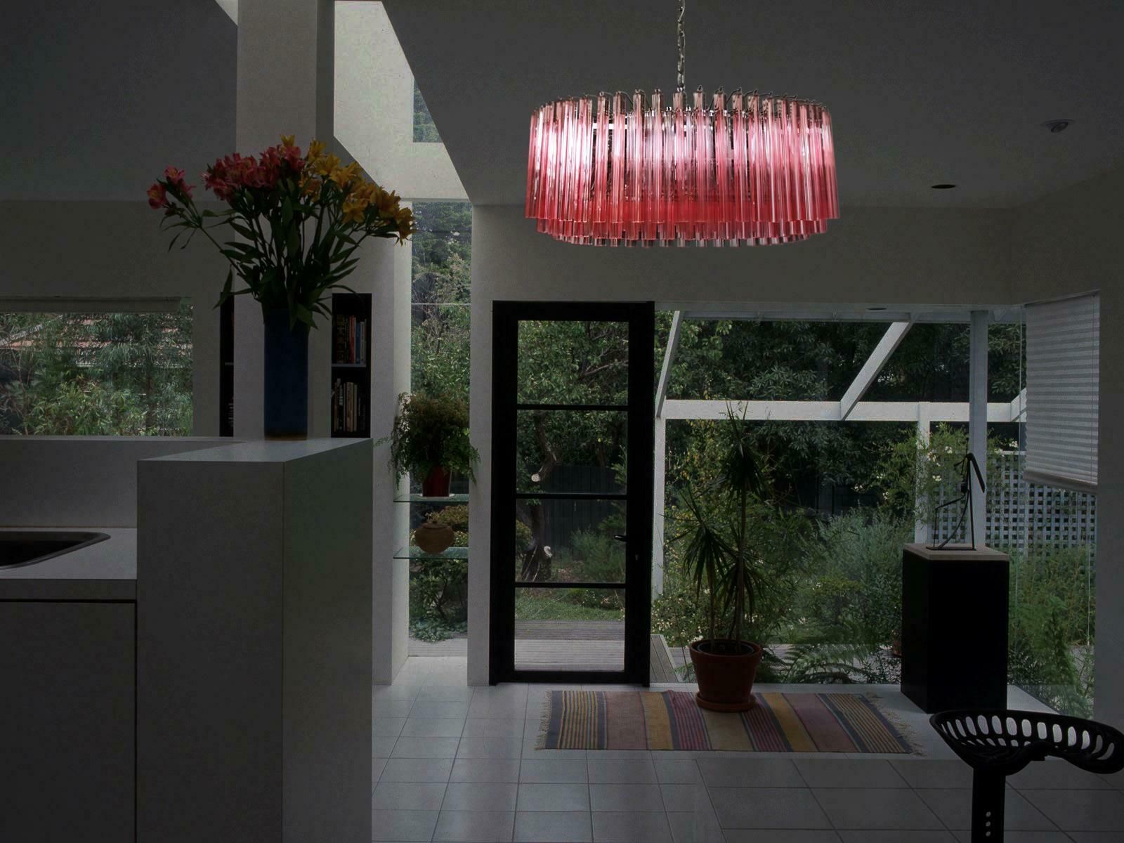 Huge And Amazing Triedri Murano Glass Chandelier   391 Pink Prims Triedri photo vinterior