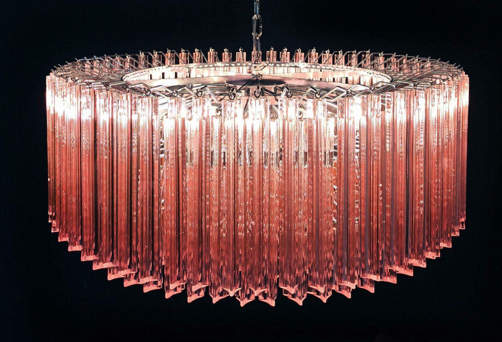 Lighting Huge And Amazing Triedri Murano Glass Chandelier   391 Pink Prims Triedri photo