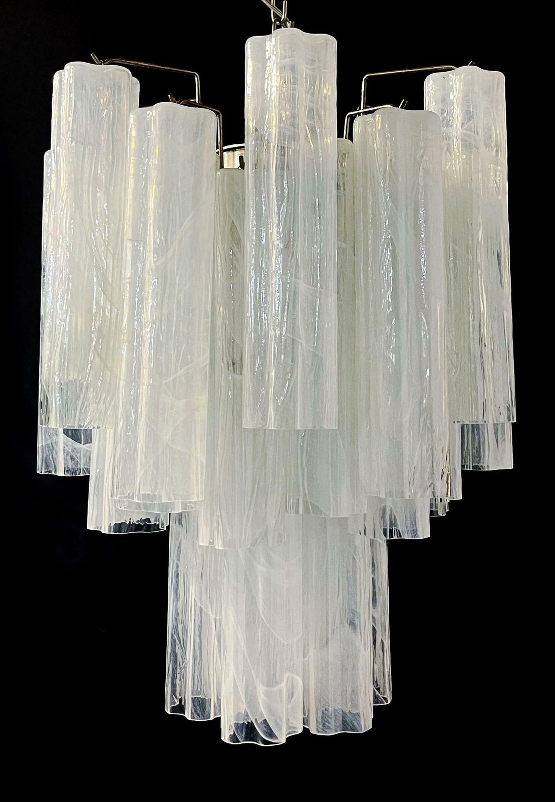 Elegant Glass Tube Chandelier   30 Albaster White Glasses photo for sale