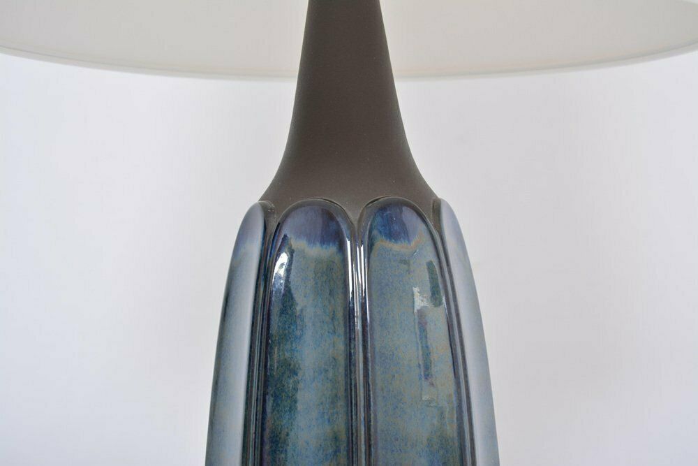 Tall Blue Stoneware Model 1042 Table Lamp By Einar Johansen For Søholm, 1960s photo Lighting