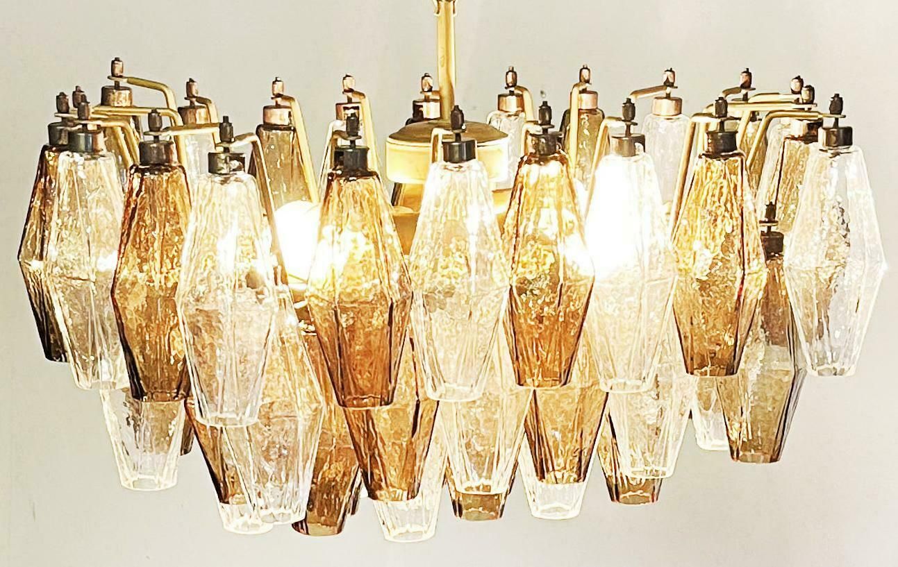 photo furniture Elegant Murano Poliedri Chandelier   Carlo Scarpa   Clear And Smoked Glasses