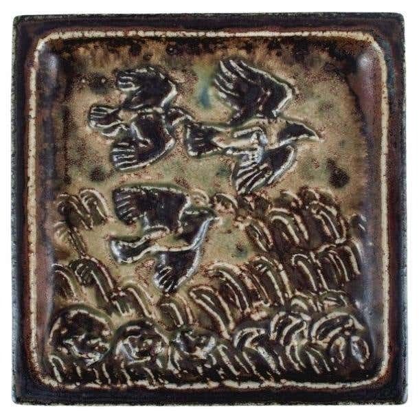 Knud Kyhn For Royal Copehagen Wall Relief In Stoneware With Motif Of Birds