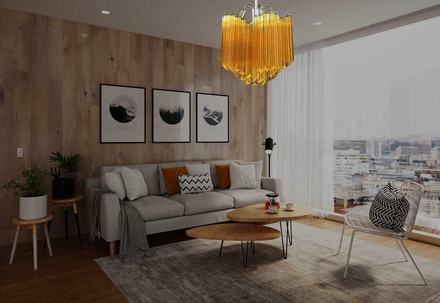 photo for sale Sophisticated Modern Quadriedri Glass Chandelier   60 Amber Prism Quadriedri