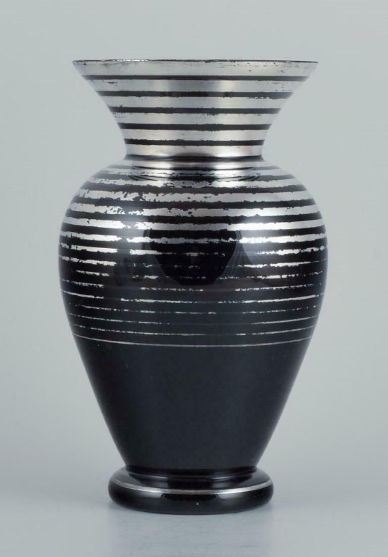 Art Deco Glass Vase With Silver Inlays. Germany. 1930/40s. photo furniture