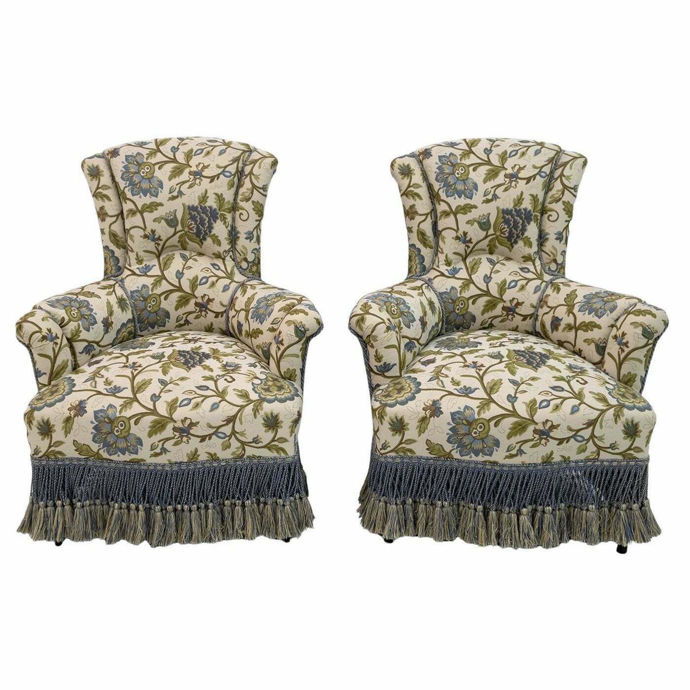 Pair Of Rare 19th Century Napoleon III Brocade Armchairs