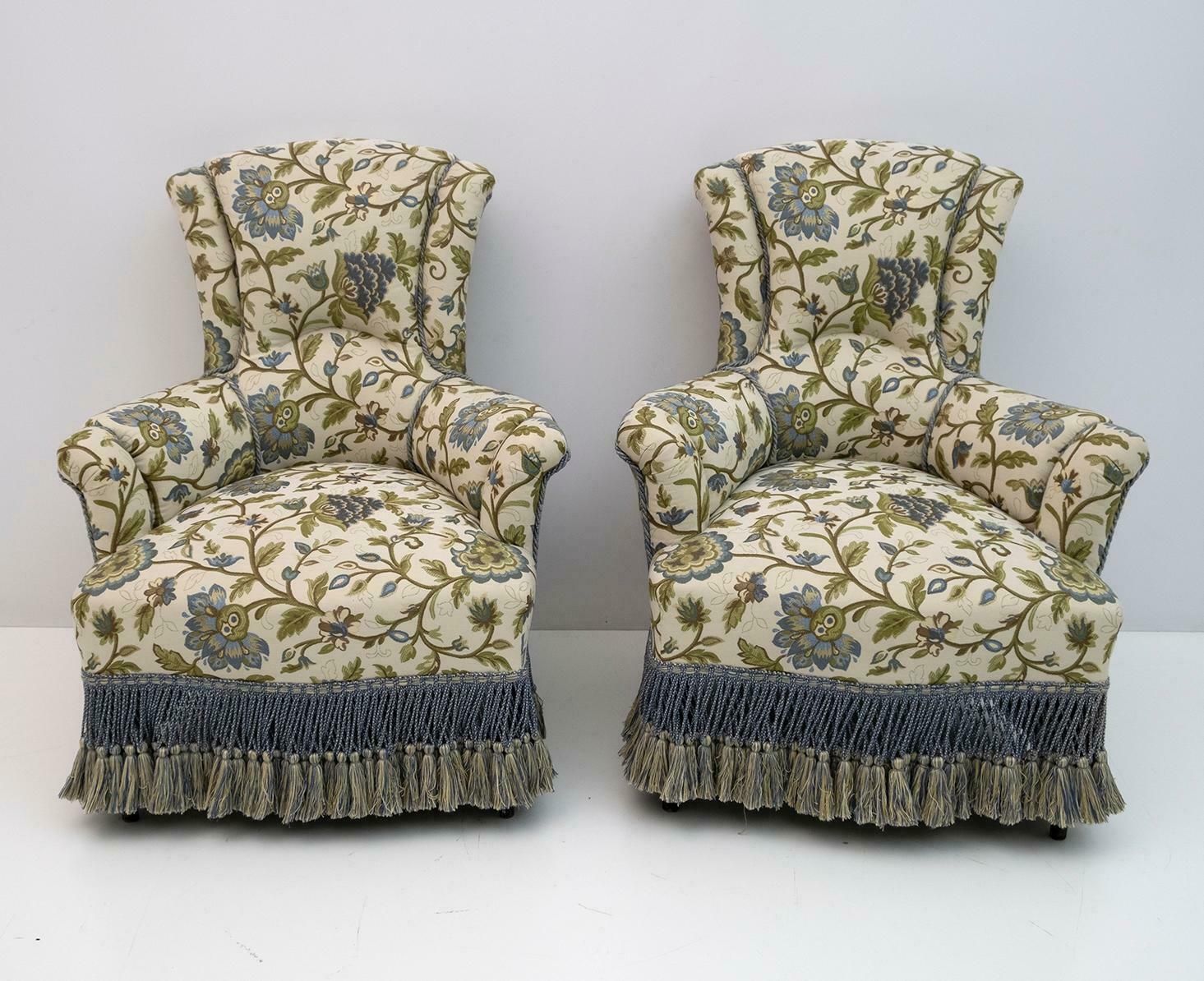 Pair Of Rare 19th Century Napoleon III Brocade Armchairs photo furniture