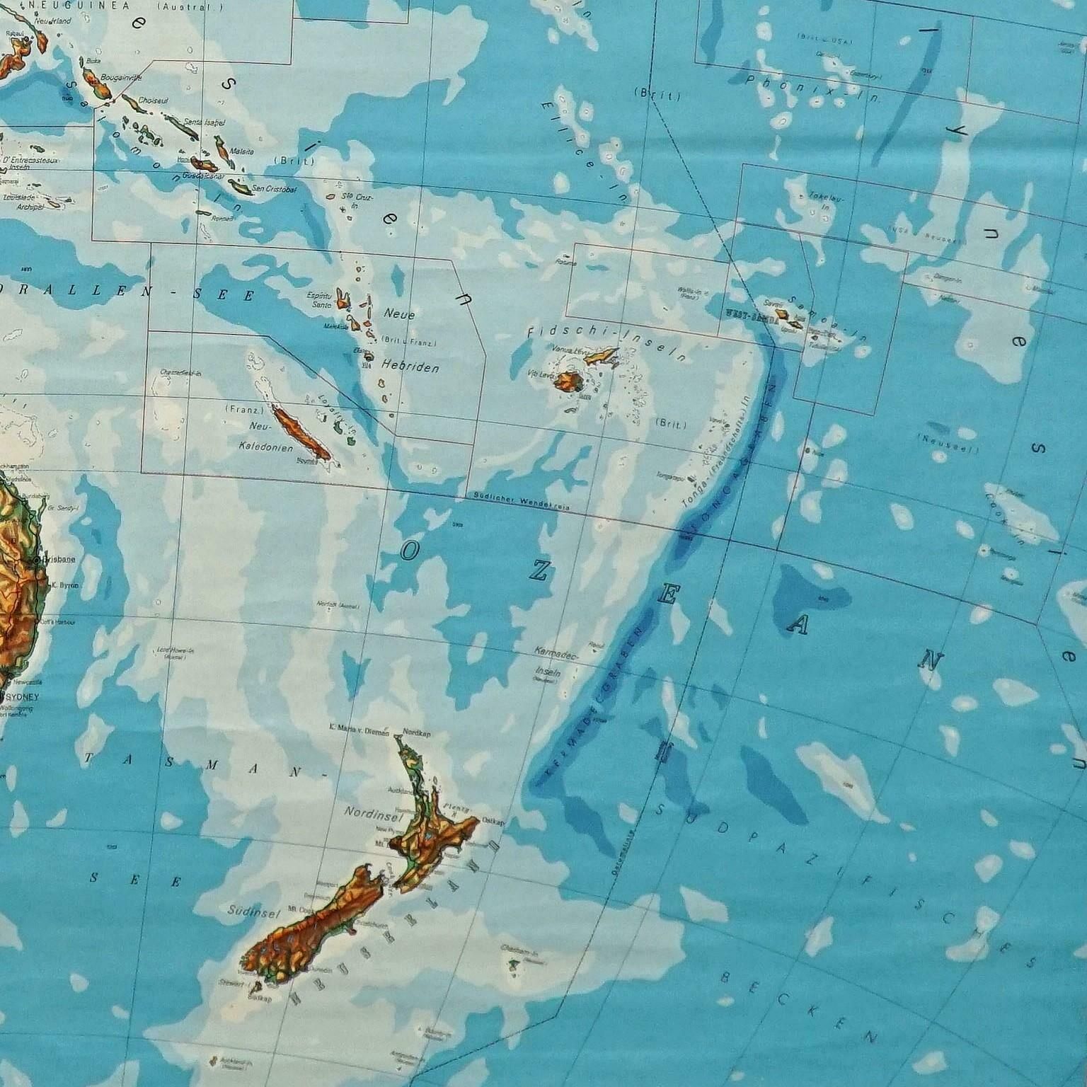 Vintage Mural Map Rollable Wall Chart Poster Australia New Zealand Indonesia photo Art