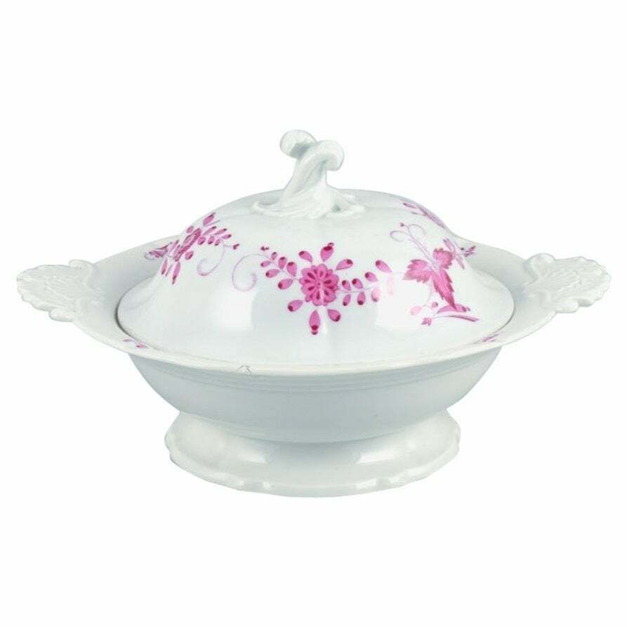Meissen, Germany, Pink Indian, Round Tureen With Lid. 19th Century.