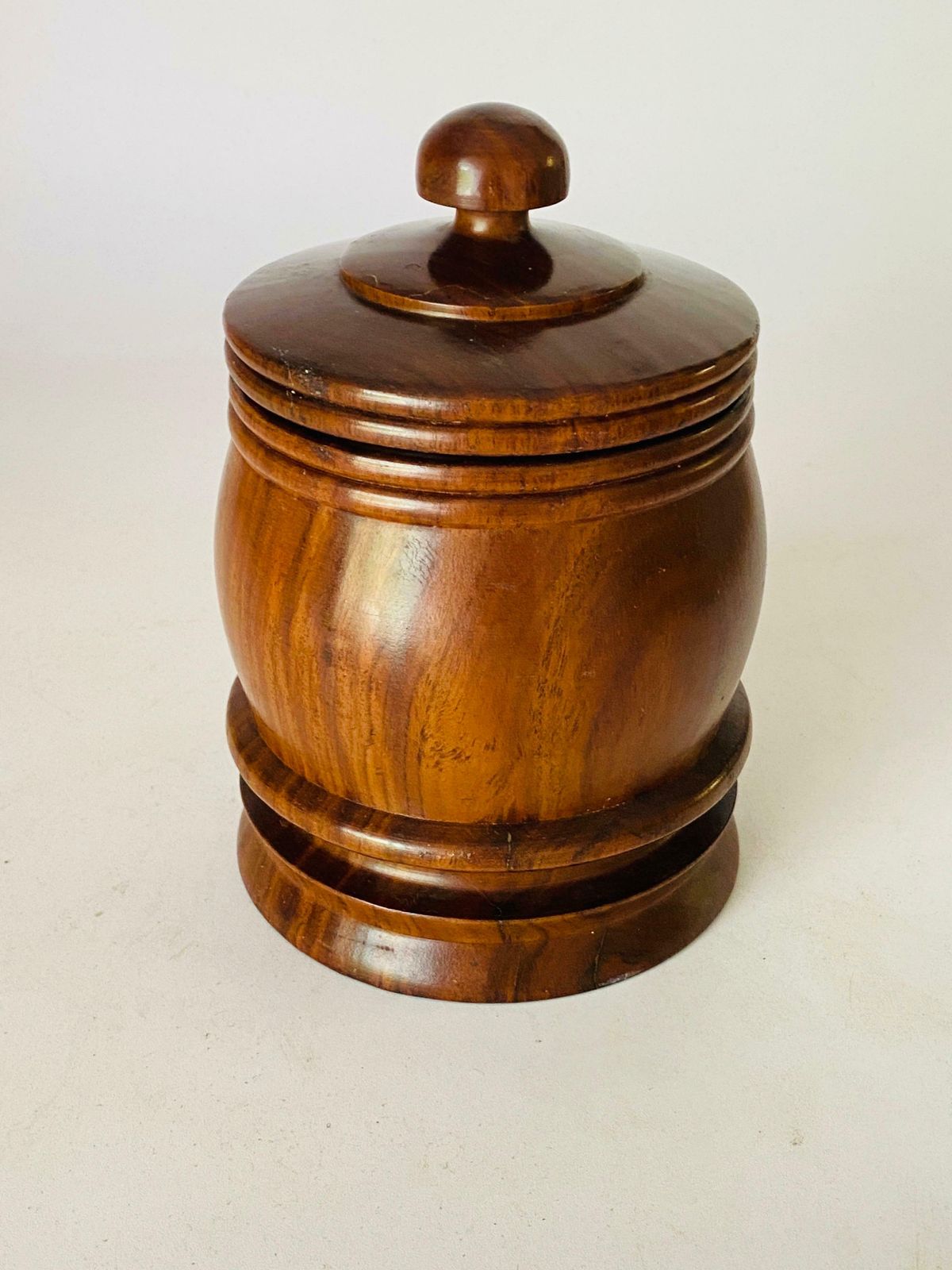 Home Decor Tabacco Pot With A Lid In Brown Color French 1970 photo