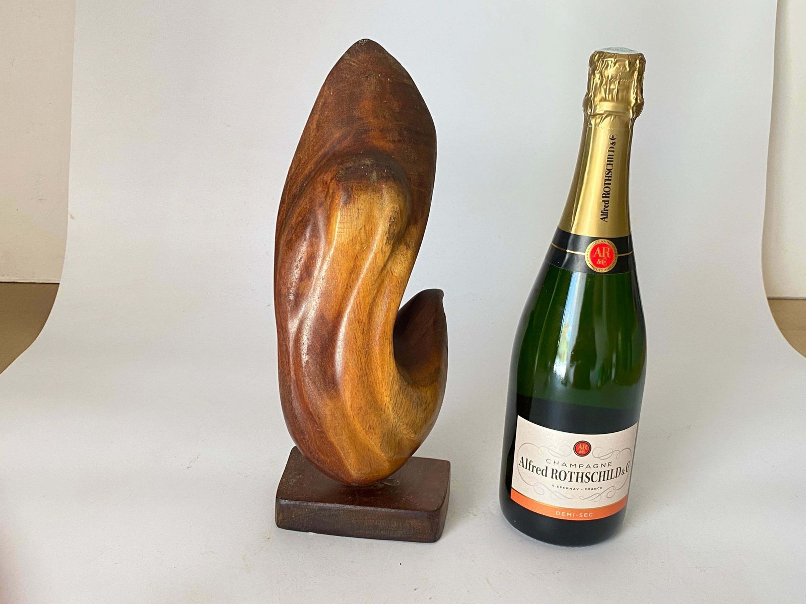 Home Decor Wood Abstract Sculpture In The Style Of Alexandre Noll Brown Color, France, 1960 photo