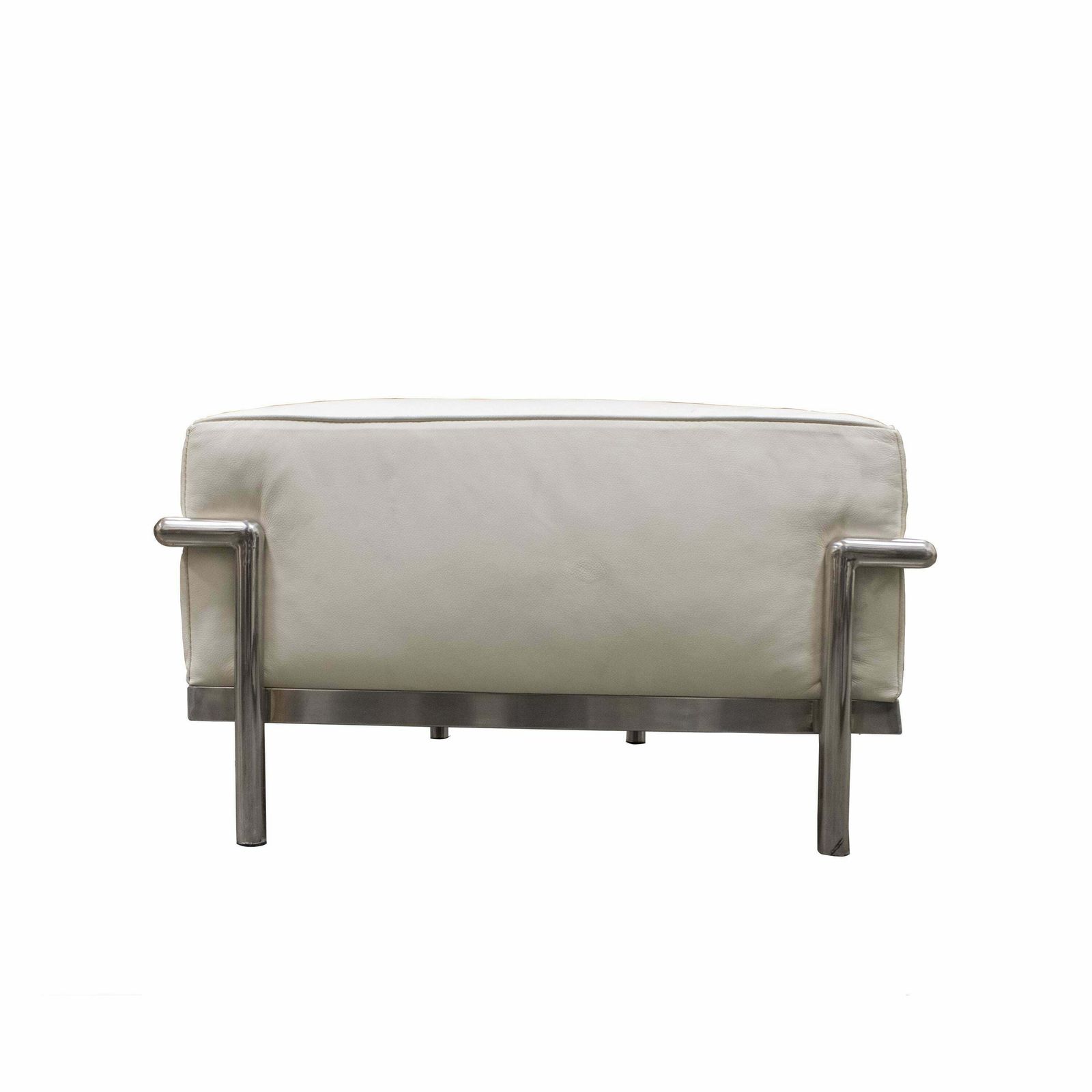 Steel Ottoman Mies Van Der Rohe Style With White Leather, 1979, Italia photo Furniture