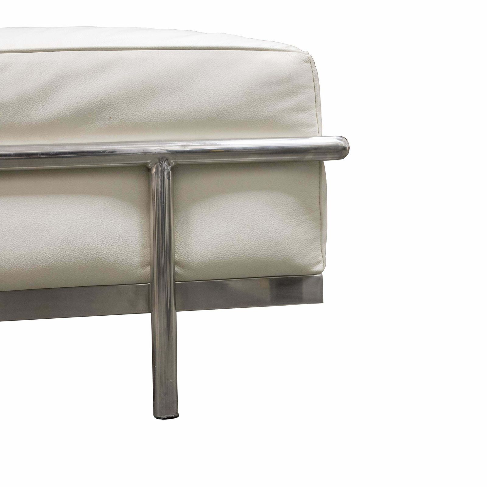 Steel Ottoman Mies Van Der Rohe Style With White Leather, 1979, Italia photo vinterior