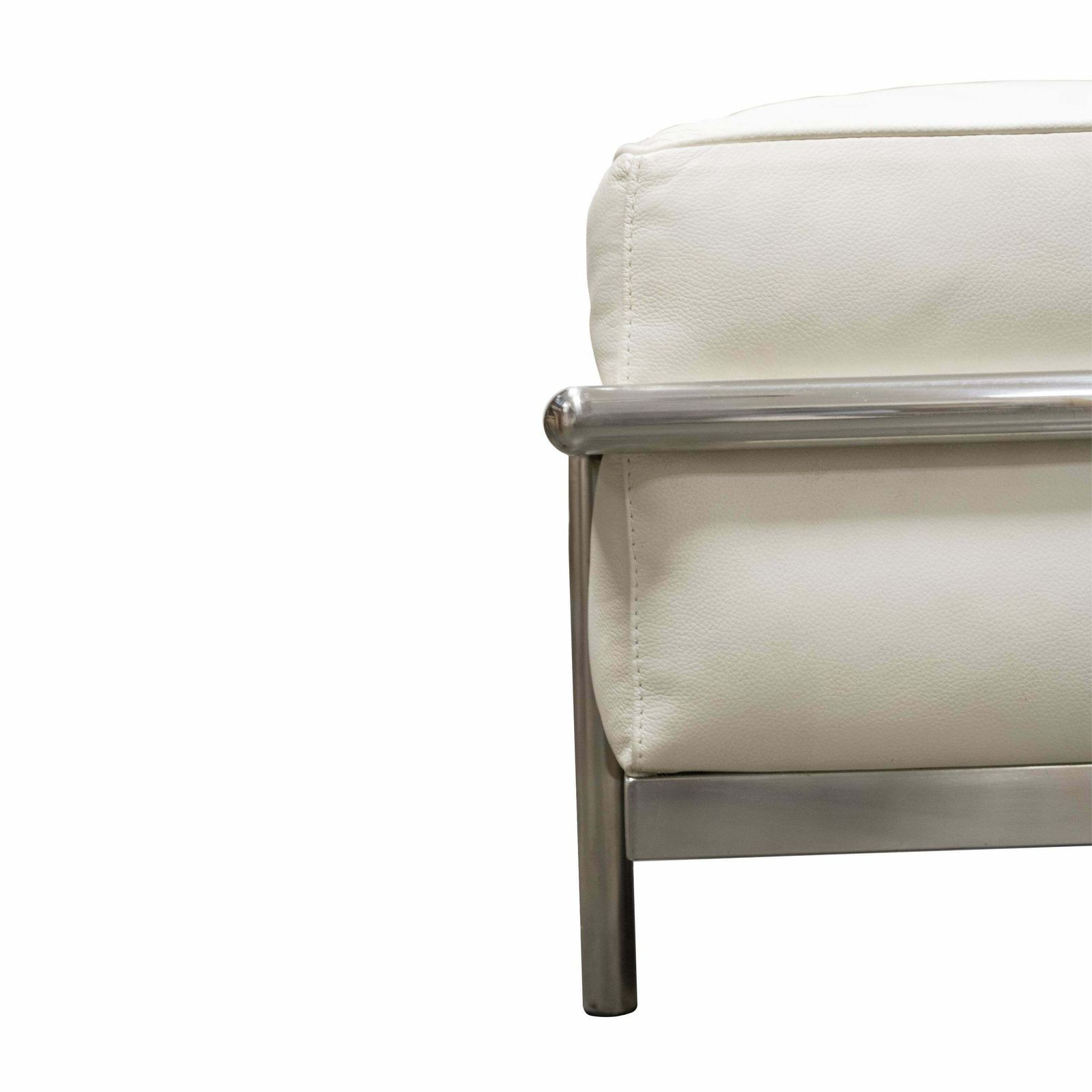 Steel Ottoman Mies Van Der Rohe Style With White Leather, 1979, Italia photo buy