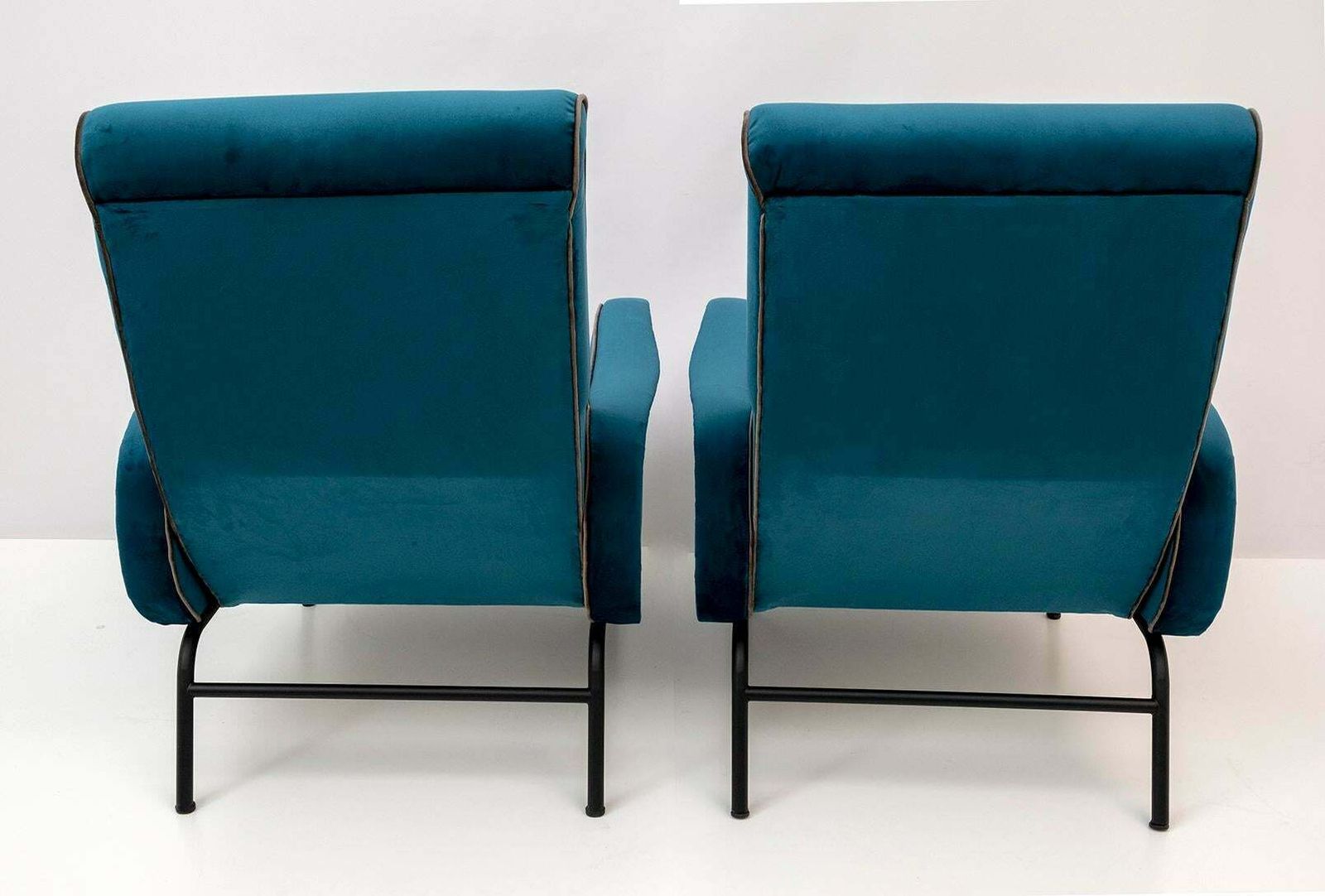 Furniture Pair Of Marco Zanuso Mid Century Modern Italian Velvet Reclining Armchairs, 50s photo