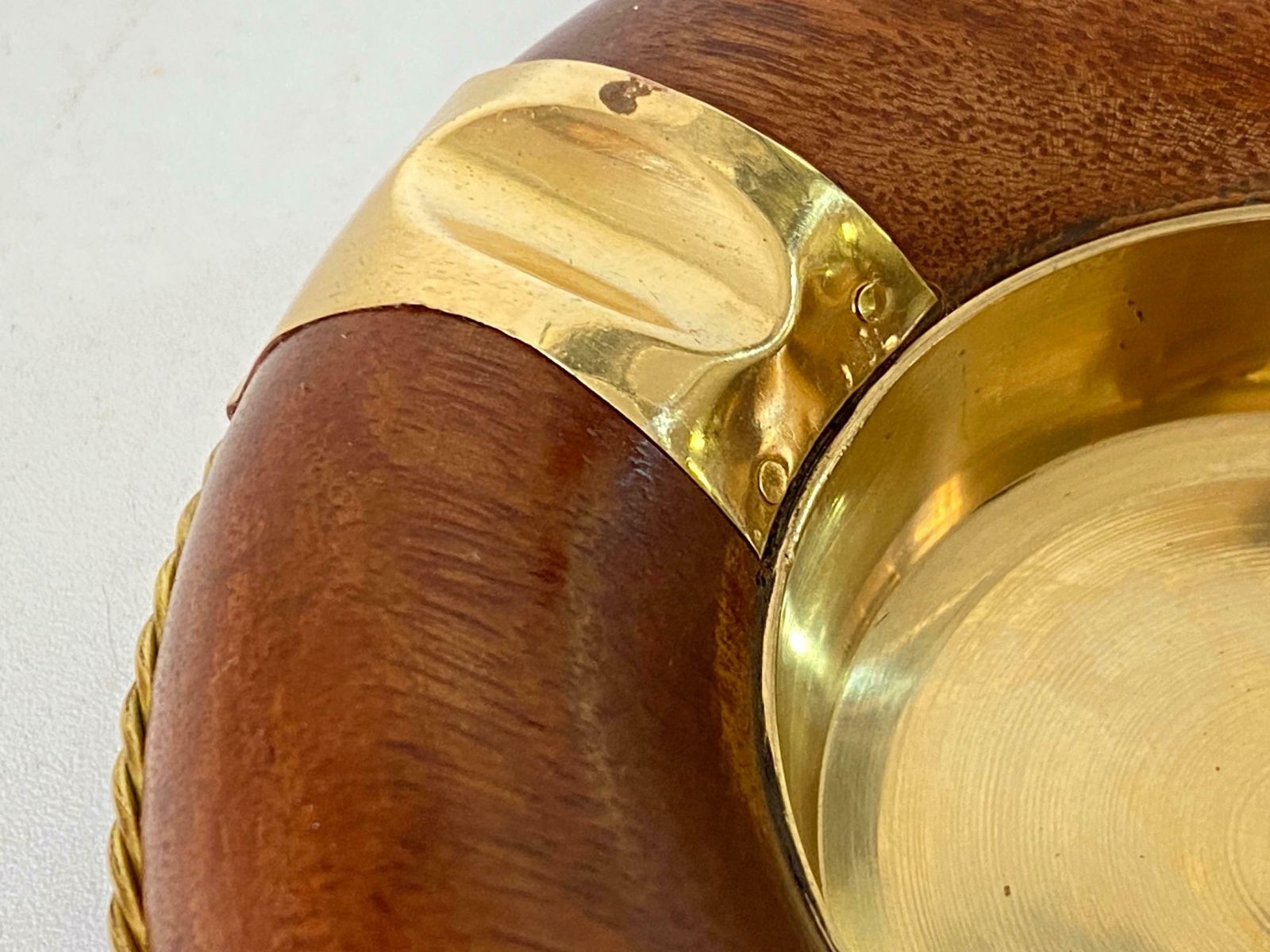 1970 Solid Wood And Brass Ashtray, France ,Brown And Gold Colour photo buy