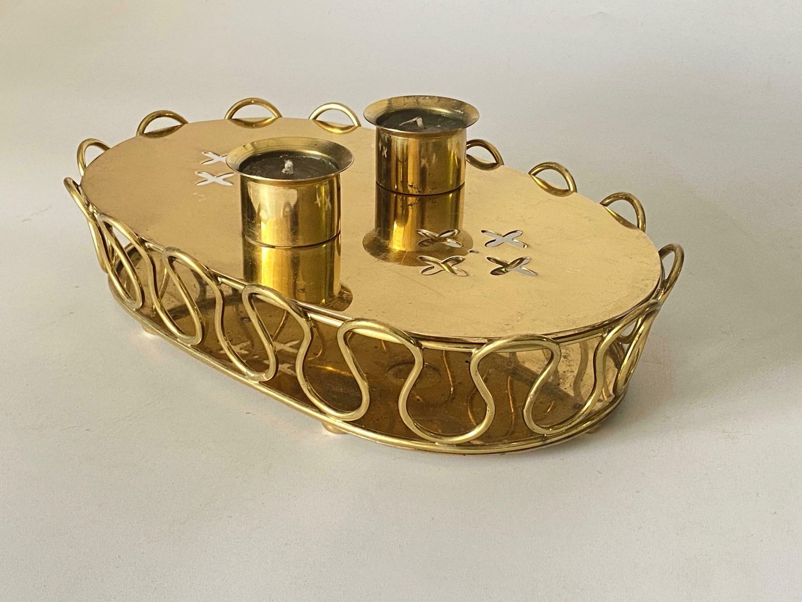 484.0 Platter In Brass, Candle Holder, Gold Colour, By Josef Frank 1940 photo