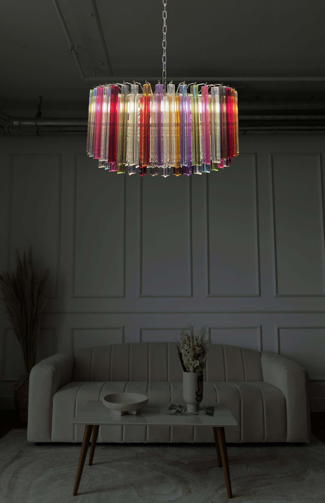Lighting Spectacular Triedri Murano Glass Chandelier   265 Multicoloured And Clear Prism photo