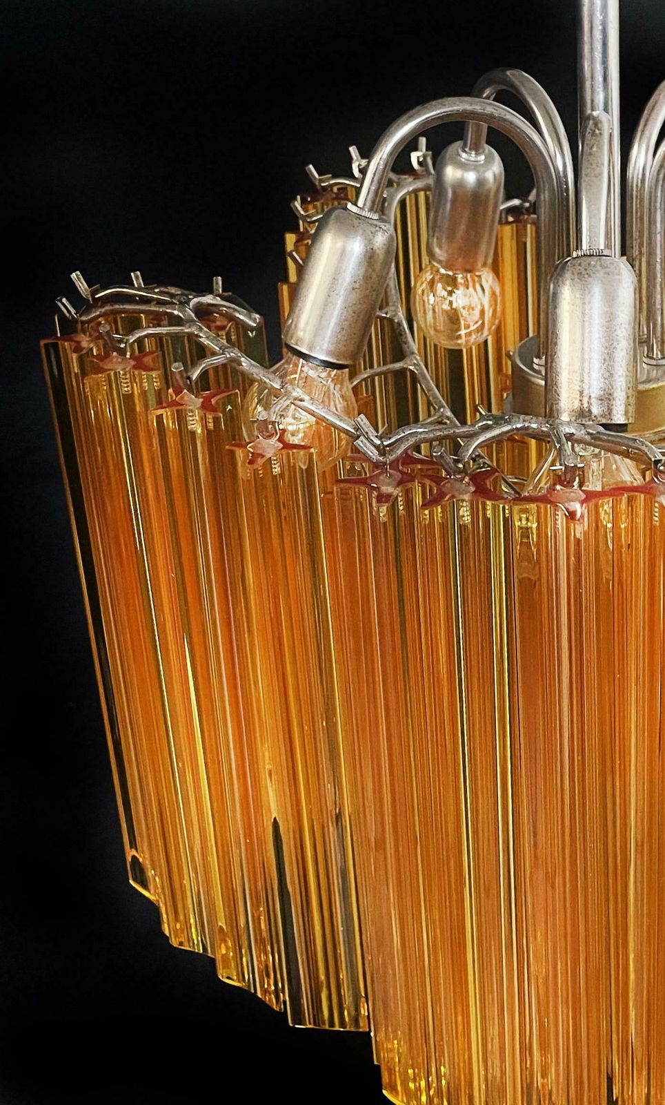 Sophisticated Modern Quadriedri Glass Chandeliers, 60 Amber Prism Quadriedri photo vintage