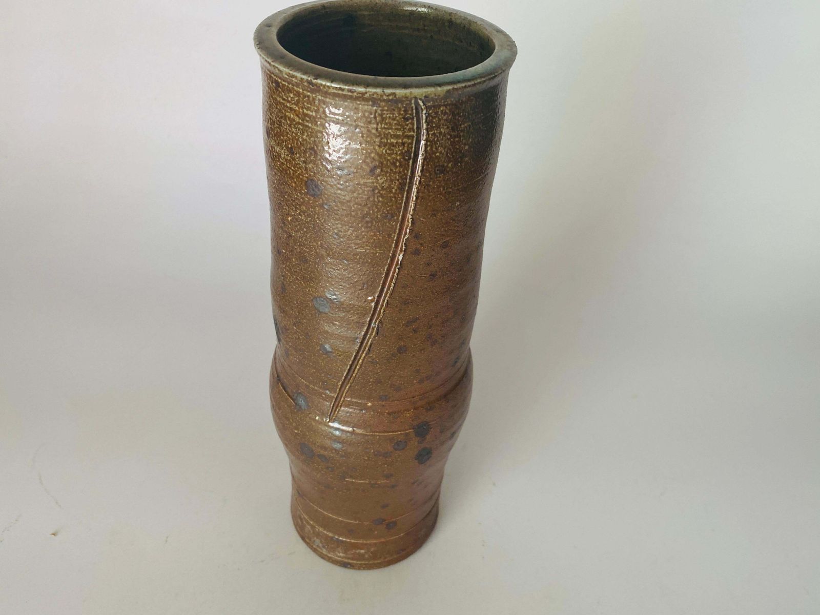 Cylender Ceramic Stoneware Vase La Borne France Circa 1960 Old Patina photo vintage