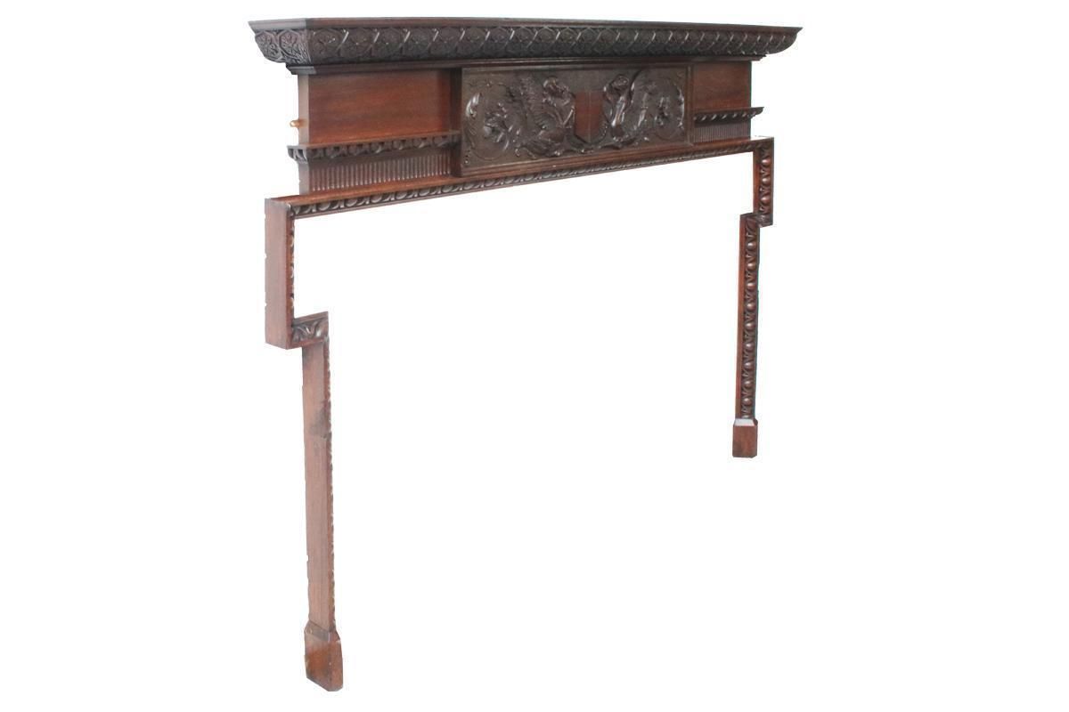 Large And Unusual Restored Reclaimed Antique Late Victorian Carved Oak Fireplace Surround photo for sale