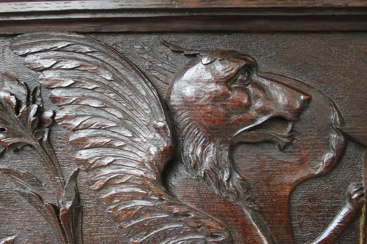 Large And Unusual Restored Reclaimed Antique Late Victorian Carved Oak Fireplace Surround photo vinterior