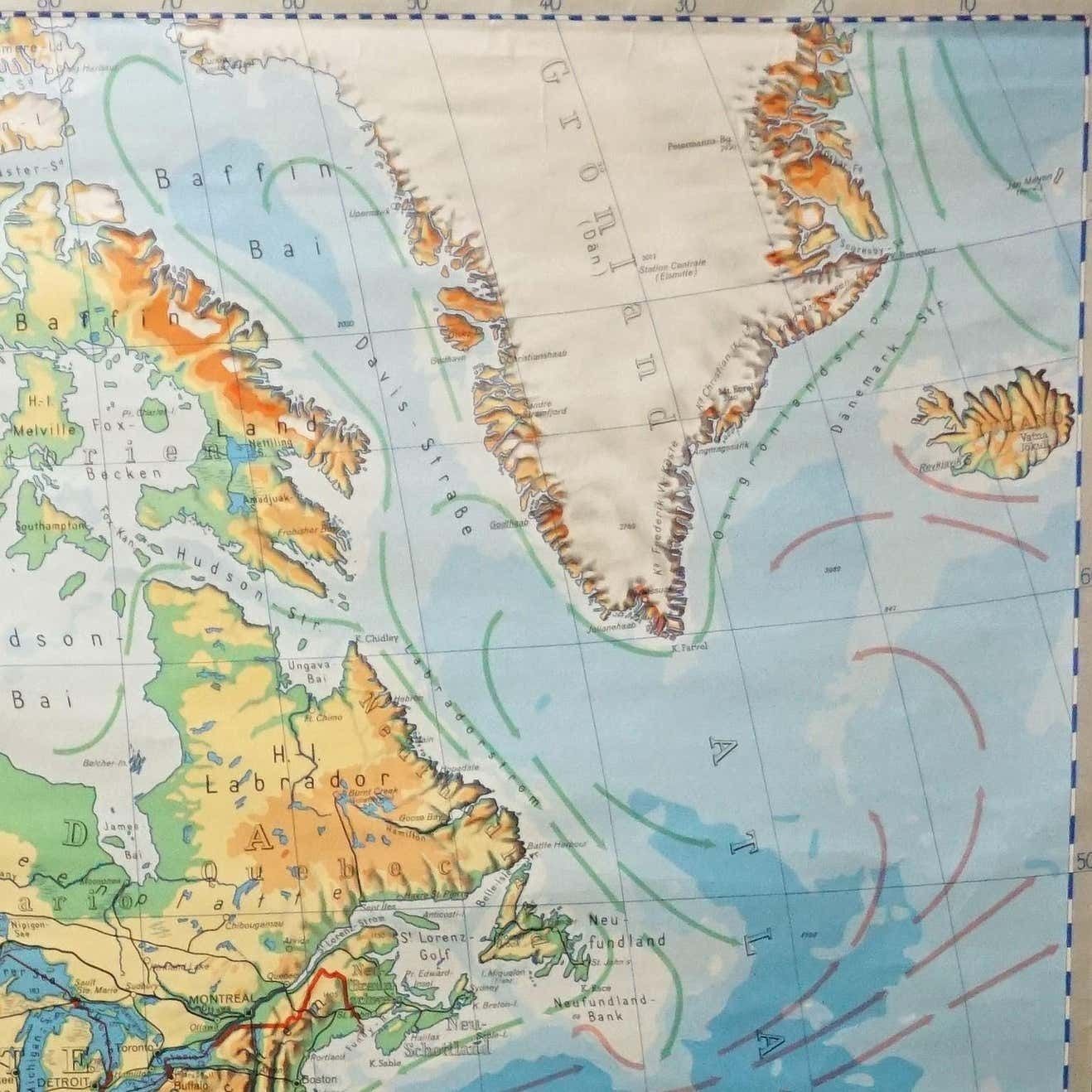 Vintage Mural Map Of The Western Part Of The World America North Middle South photo 344.0