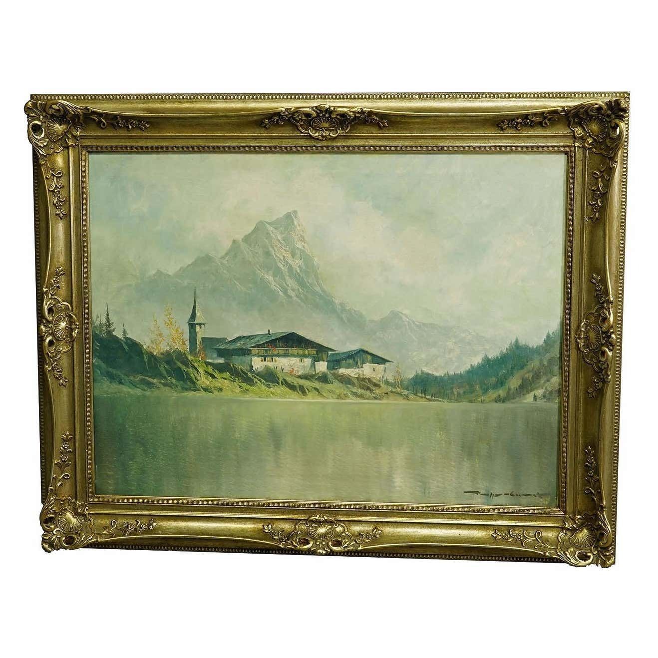 High Mountain Landscape With Alpine Lake Near Kufstein Ca. 1950s photo furniture