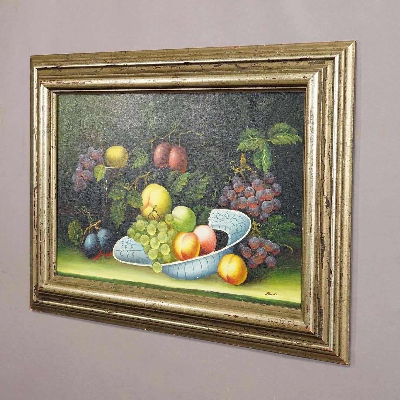 Still Life With Fruits, Oil Painting On Canvas, Germany 1950s photo for sale