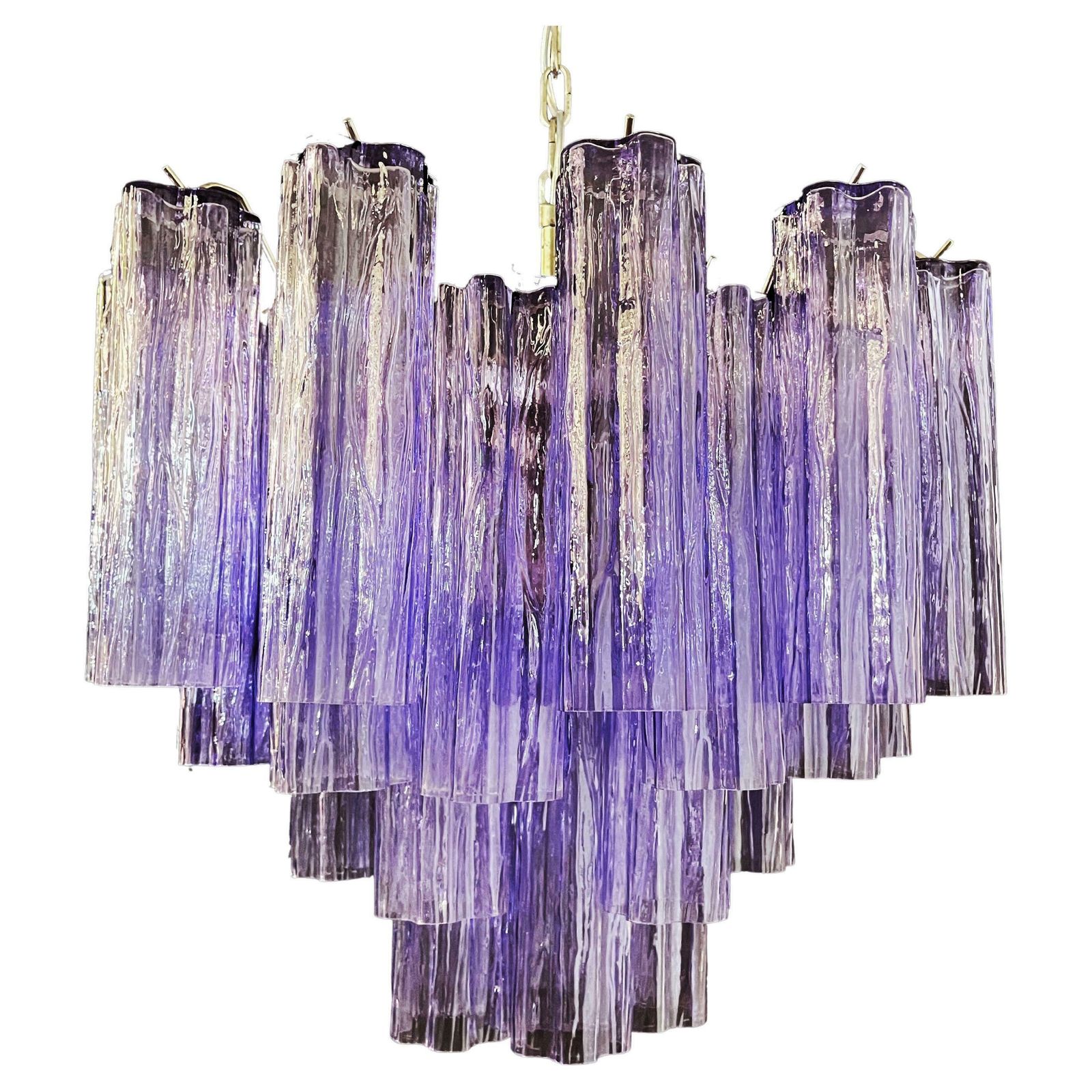 Charming Murano Glass Tube Chandelier   36 Amethyst Glass Tube