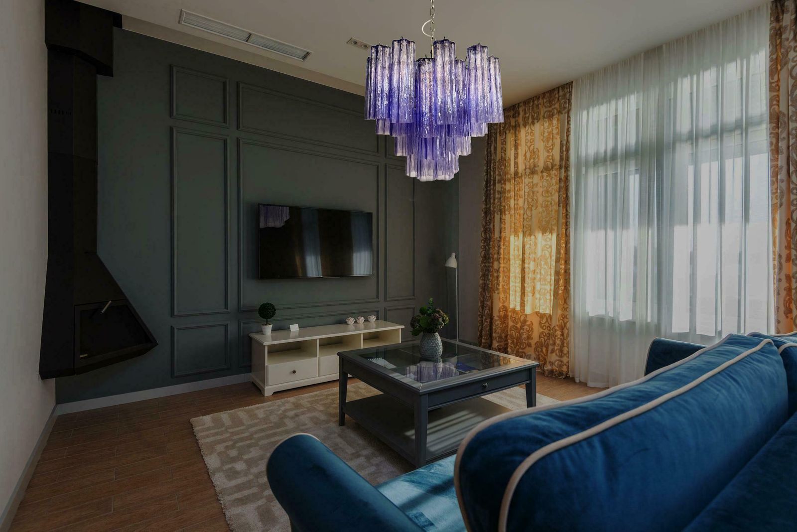 Charming Murano Glass Tube Chandelier   36 Amethyst Glass Tube photo vinterior