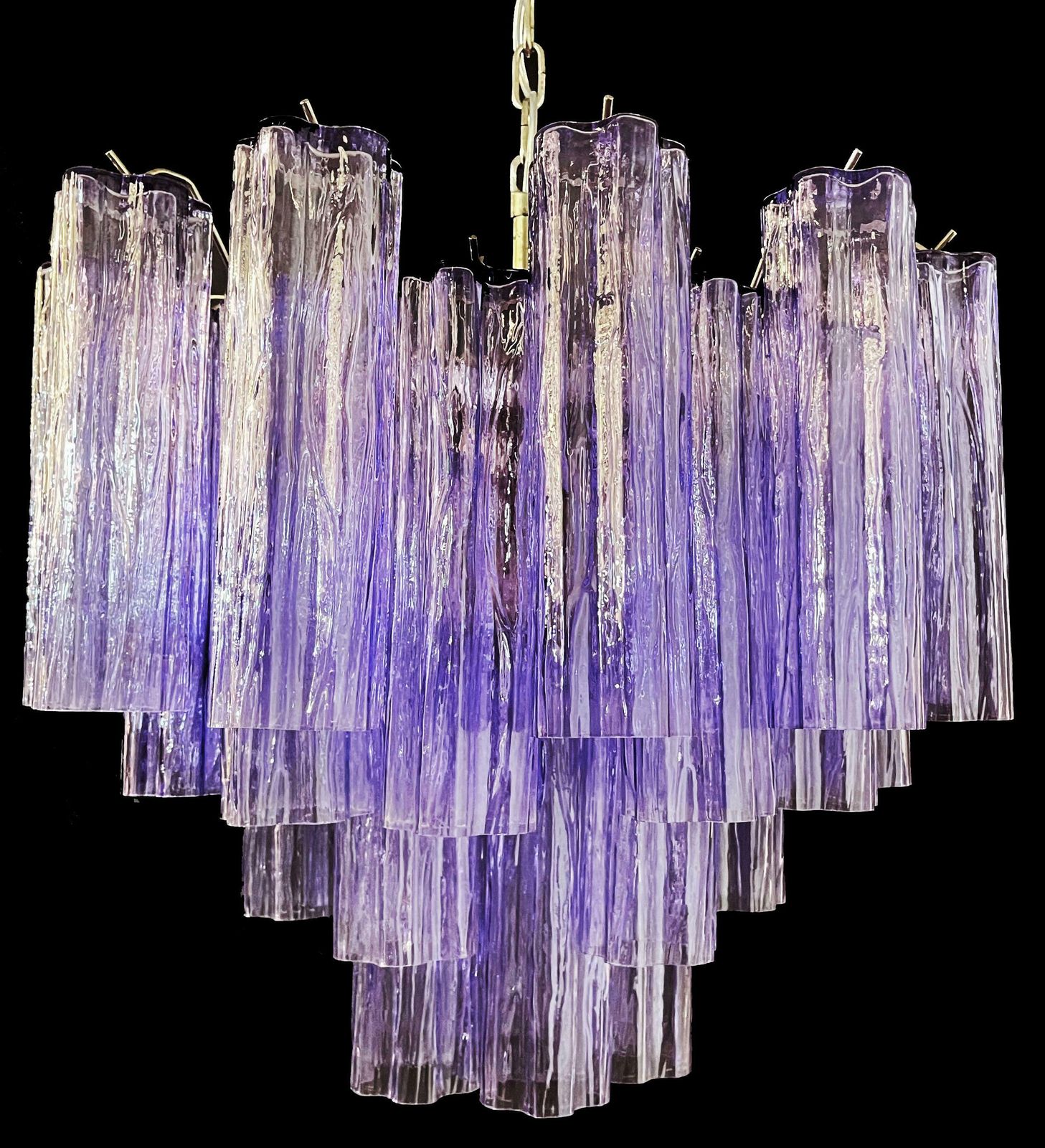 photo for sale Charming Murano Glass Tube Chandelier   36 Amethyst Glass Tube