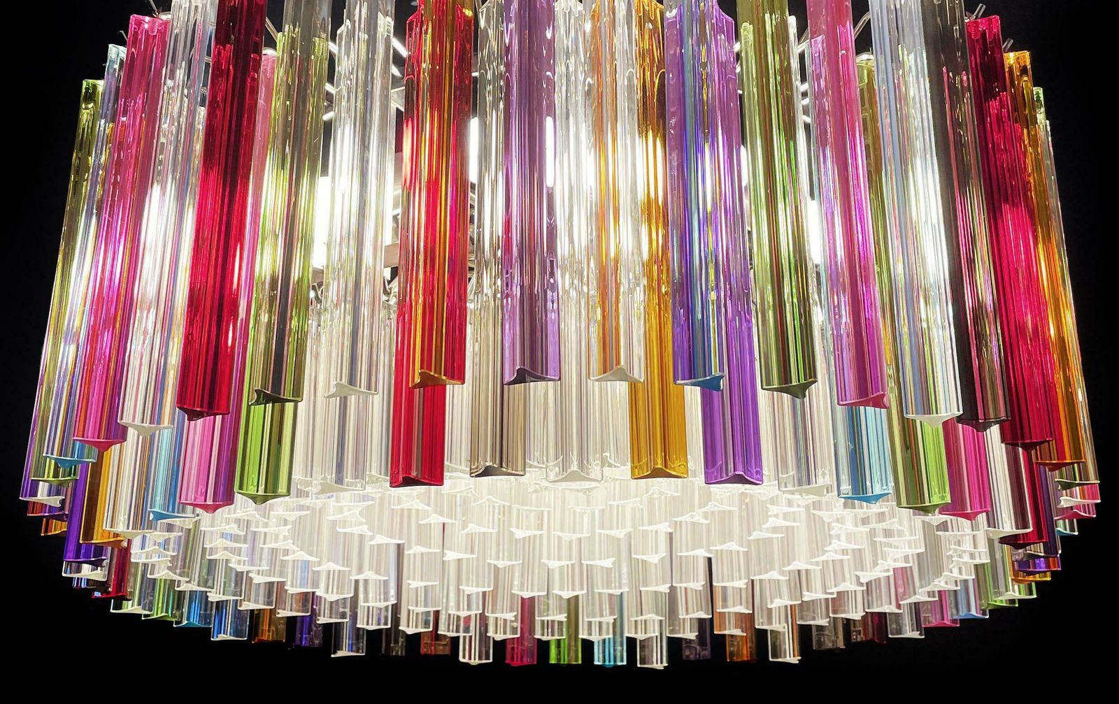 Spectacular Triedri Murano Glass Chandeliers   265 Multicoloured And Clear Prism photo for sale