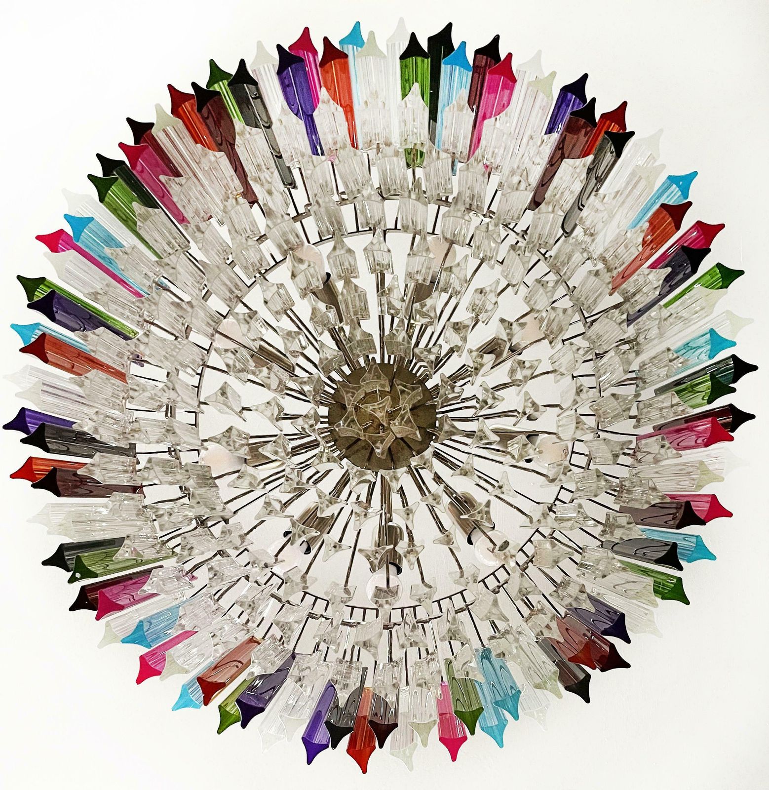 Spectacular Triedri Murano Glass Chandeliers   265 Multicoloured And Clear Prism photo vinterior