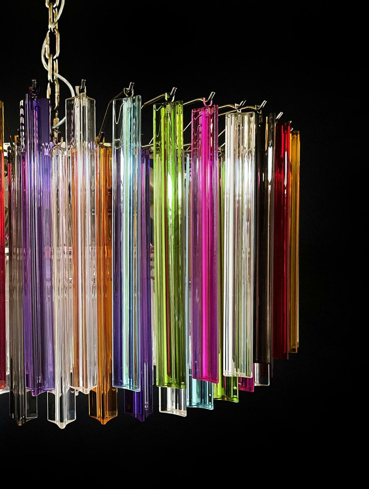 Spectacular Triedri Murano Glass Chandeliers   265 Multicoloured And Clear Prism photo vintage