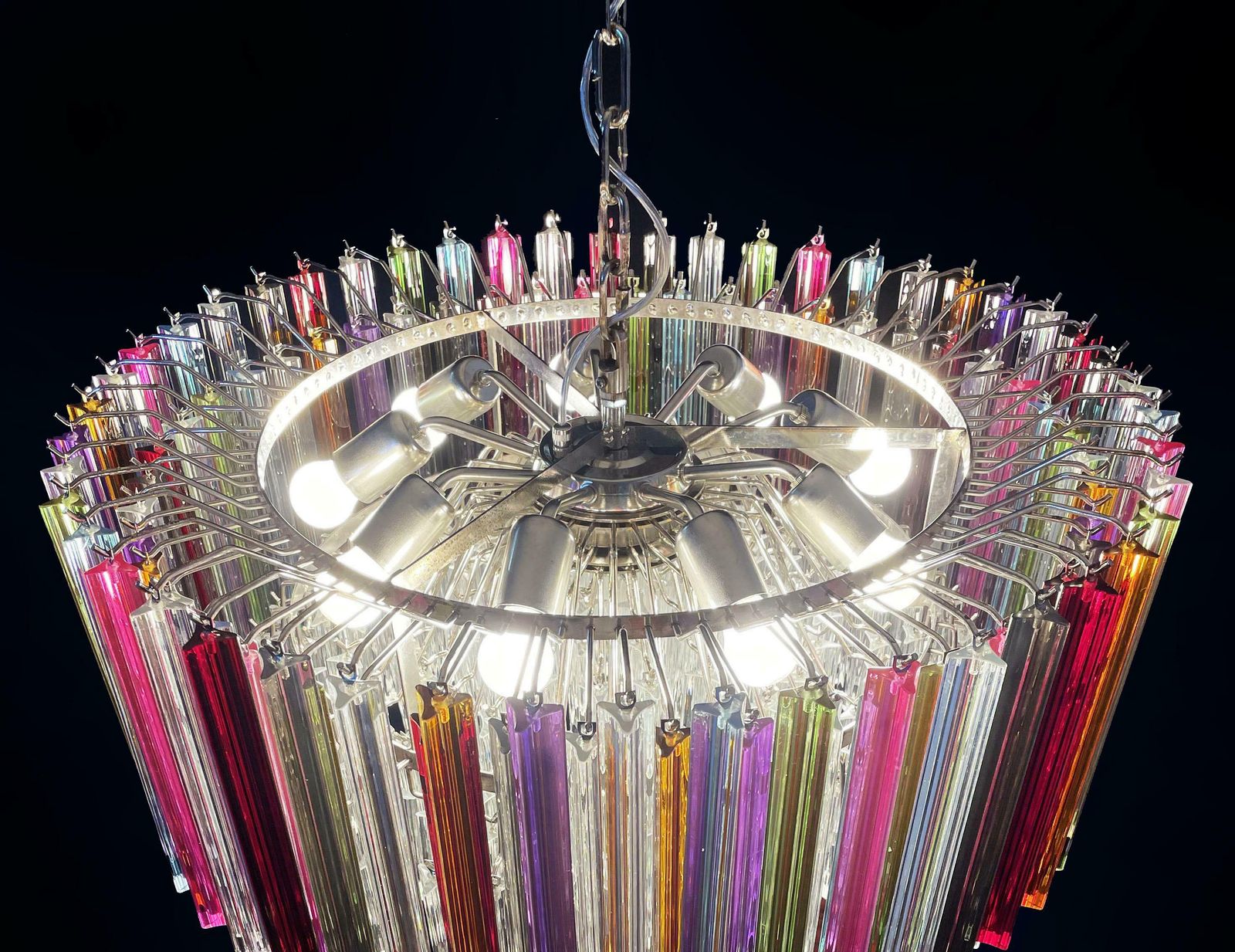 10166.0 Spectacular Triedri Murano Glass Chandeliers   265 Multicoloured And Clear Prism photo