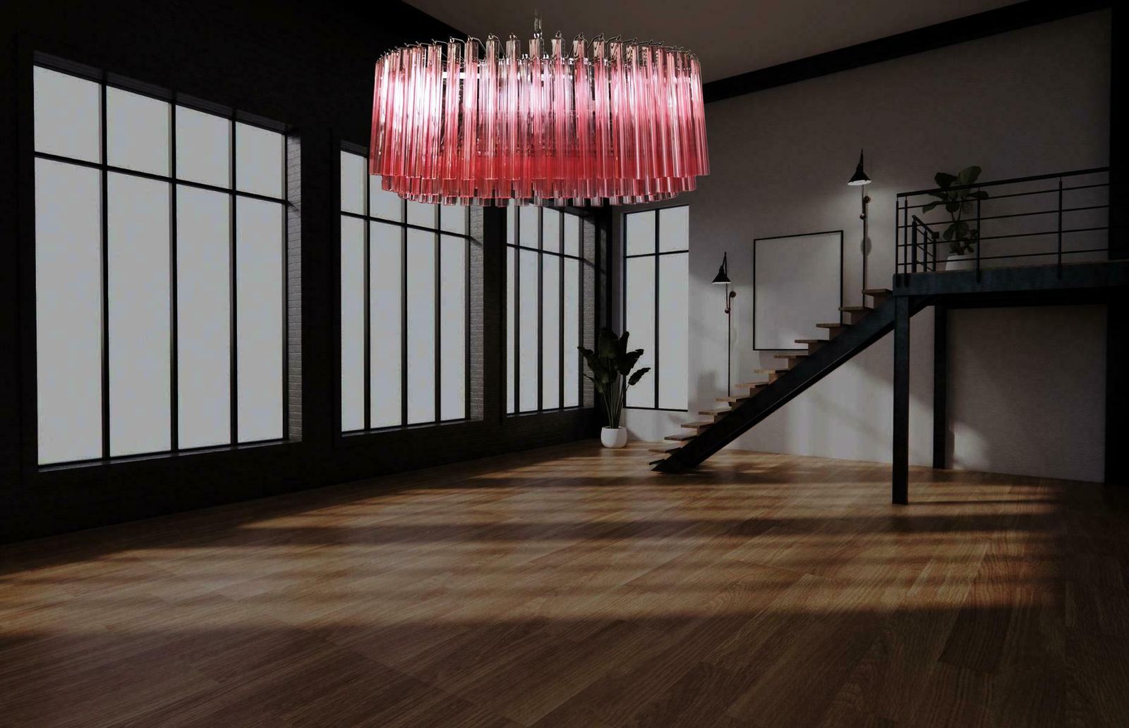 Huge And Amazing Triedri Murano Glass Chandeliers, 391 Pink Prims Triedri photo furniture