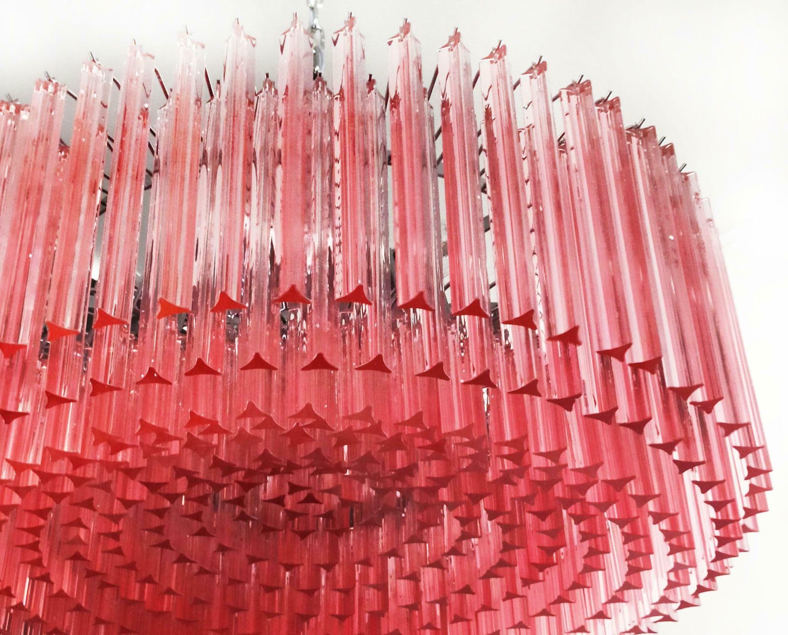 Huge And Amazing Triedri Murano Glass Chandeliers, 391 Pink Prims Triedri photo buy