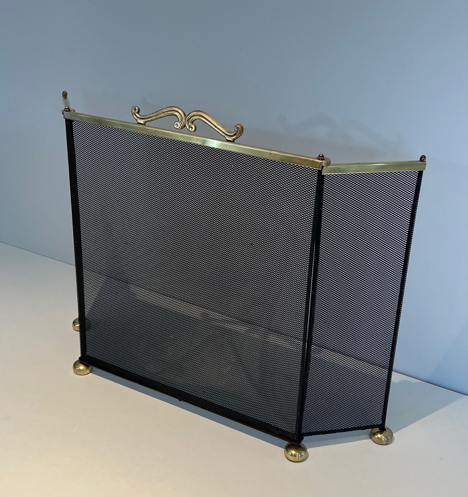Brass And Grilling Fireplace Screen photo for sale