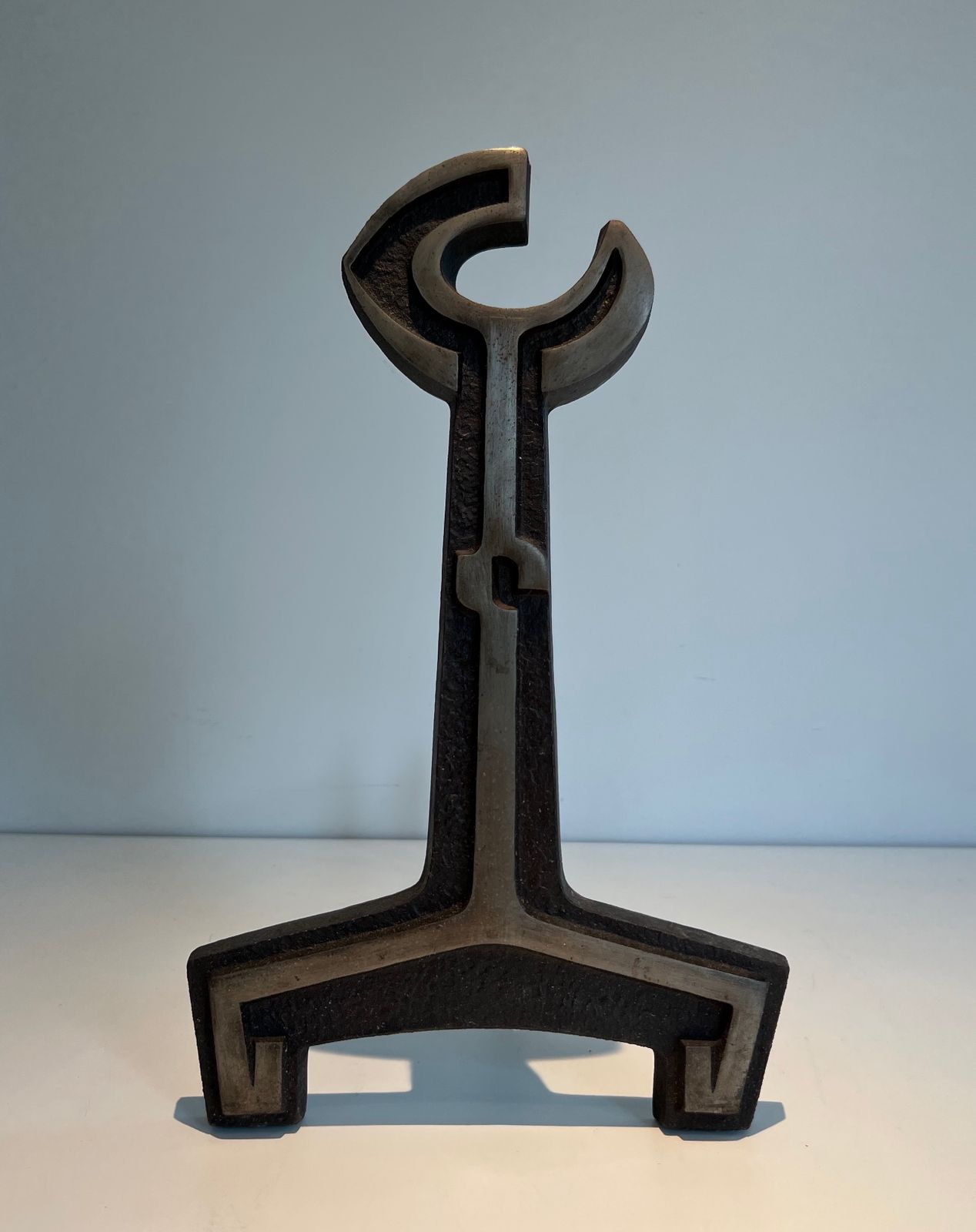 Pair Of Modernist Cast Iron And Wrought Iron Andirons photo 950.0