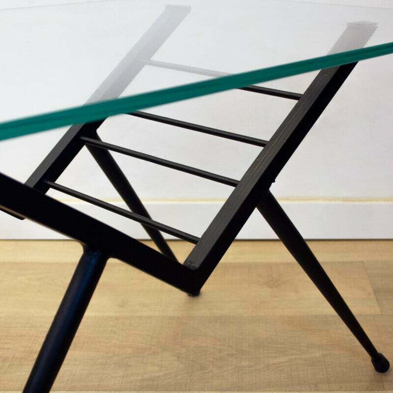 Vintage Coffee Table In Metal And Glass, Spain 1970 photo vinterior
